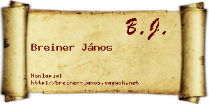 Breiner János névjegykártya